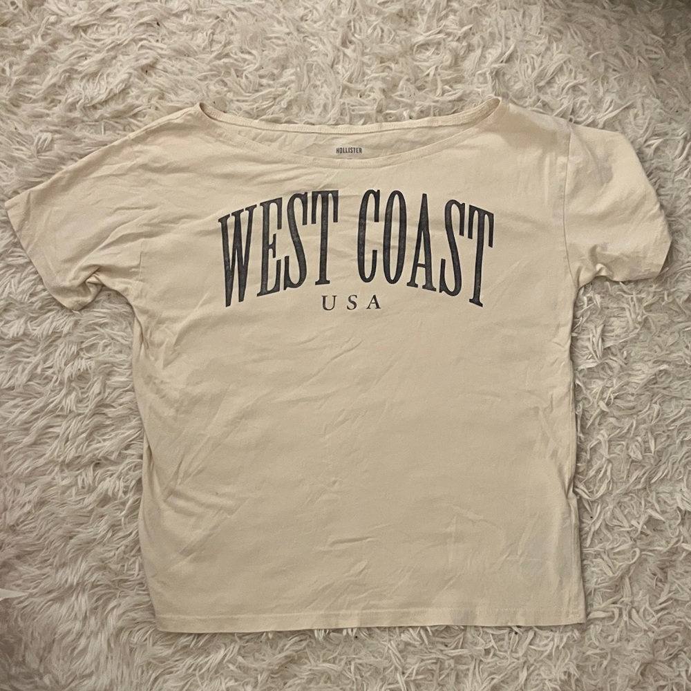 Hollister Cream  West Coast Off The Shoulder Women's Tee